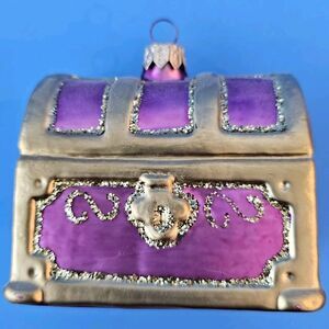 Treasure Chest Christmas Glass Ornament Pink Gold DND KH Fan Gift Made / Poland